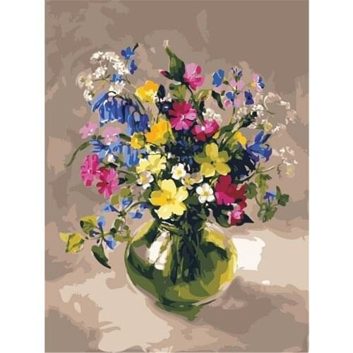 Flower Vase Printed Fabric 11CT Cross Stitch DIY Embroidery Kit DMC Threads Craft Knitting Painting Handiwork Room Adults