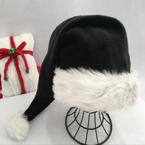 75cm Adult Kids Black Plush Long Christmas Hat Holiday Xmas Costume Pompom Santa Claus Cap Festival Party Props Gifts Jy14 21