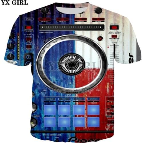 YX GIRL Vinyl DJ Music Studio 3D Print t-shirt 2018 summer New Fashion t shirts DJ Hip hop Casual Men Women Cool Tee shirts