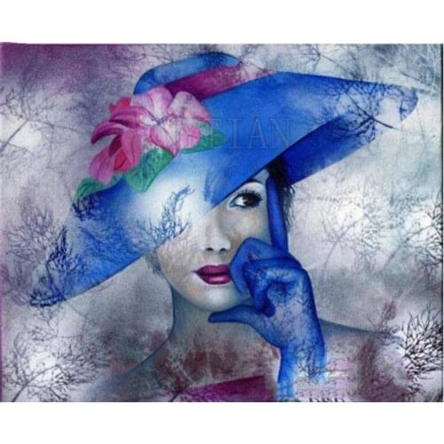 Hot Full, Diamond Embroidery, 5D, diy Diamond Painting, Landscape, Blue Hat, Beauty, Cross Stitch, Kit, Diamond Mosaic, Pattern