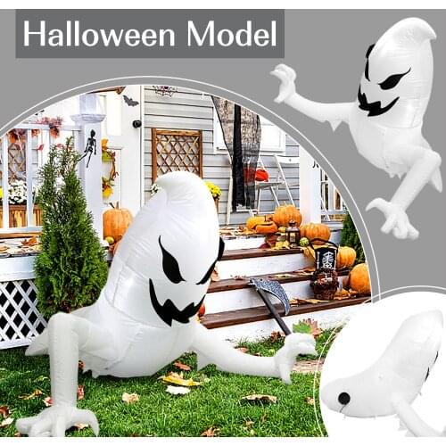 Halloween Inflatable Scary Glowing White Ghost Lamp Inflatable Blow up Outdoor Party Ghost Garden Ornament Decor For Yard Garden