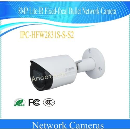 Free Shipping DAHUA Security CCTV IP Camera 8MP Waterproof WDR IR Bullet Network Camera With POE IP67 DH-IPC-HFW2831S-S-S2