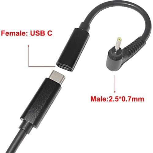 USB Type C to 2.5*0.7mm Male Plug Converter Dc Power Adpater Cable for Asus EEE PC X101 X101H X101CH R011PX 1011PX 1015PW 1015PX