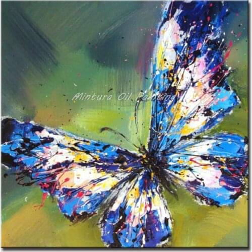 Mintura Oil Painting Modern Animal paintings Butterflies of Different Colors Canvas Art Pictures Room Wall Sticker No Framed