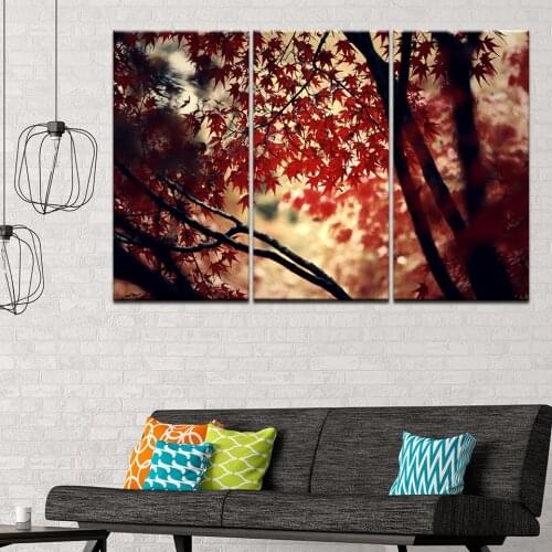 Canvas Painting Autumn Wood Forest Leaf Maple 3 Pieces Wall Art Painting Modular Wallpapers Poster Print living room Home Decor