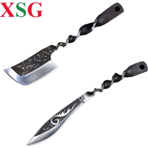 Mini Twist Steel Handle Scimitar Forging Steel Kitchen Boning Knife Pry Tea Tool Chinese Kung Fu Teaware Handwork Machete