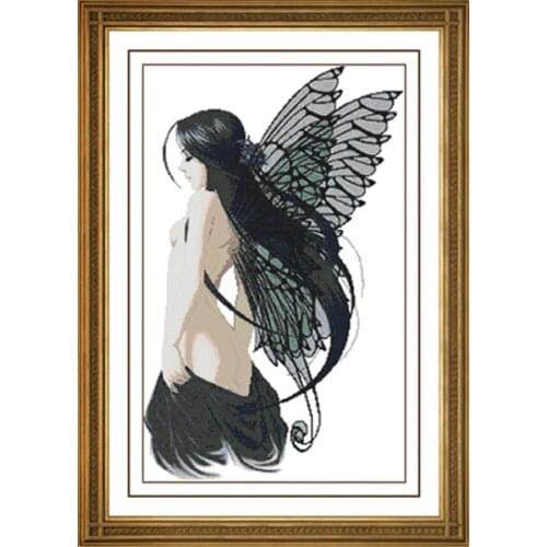 Black angel girl Needlework Cross stitch kits for Embroidery,Patterns 14CT DIY Handmade counted stitch set threads DIY