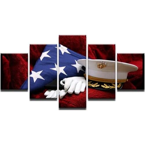 House Wall Decor Canvas Painting For US Navy Hero Marine Corps Hat Oil Modular Pictures Poster Living Room Decorativos