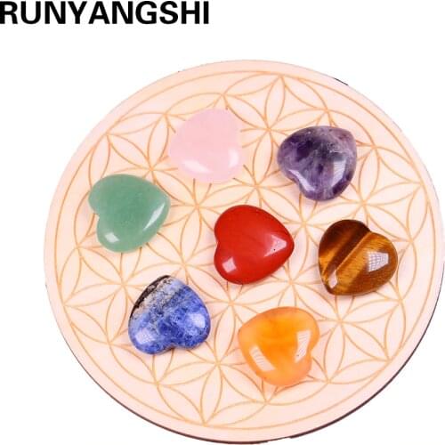 Natural Crystal love crafts Energy gemstone Chakra Therapy Stone pendulum with Life flower board for gifts