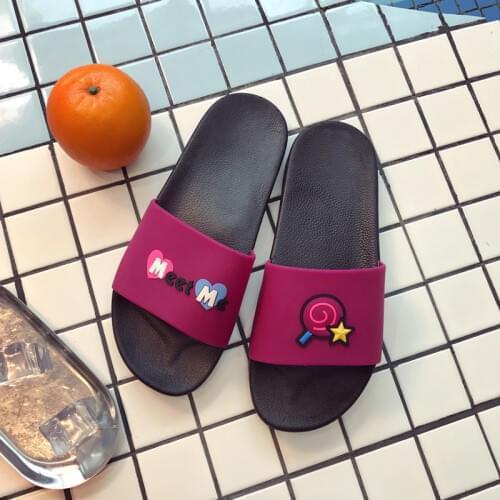 2020 New Cartoon Candy Couple PVC Indoor Home Hotel Sandals & Slippers Women Cute Summer Non-slip Bathroom Home Slippers TUX121