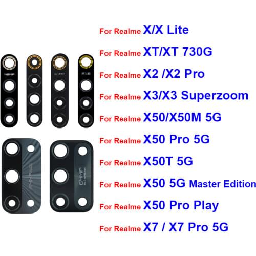 Rear Main Camera Glass Lens With Sticker Tape For Oppo Realme Q 5 5i 5s 6 6i X Lite X2 X3 Superzoon XT 730G Pro Replacement Part