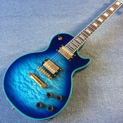 OEM 6-string electric guitar, rosewood fingerboard,blue binding, burst color quilte maple Flame Maple top, free shipping