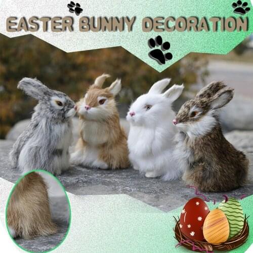 Easter Bunny Mini Realistic Cute White Plush Rabbits Easter Simulation Plush Rabbit Toy Cute Rabbit Doll Home Decoration Gift