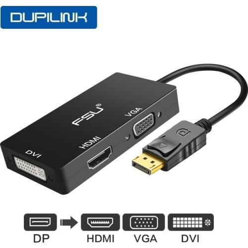 DUPILINK Displayport DP to HDMI-compatible DVI VGA Adapter 1080P Display Port Cable Converter For PC Laptop Projector