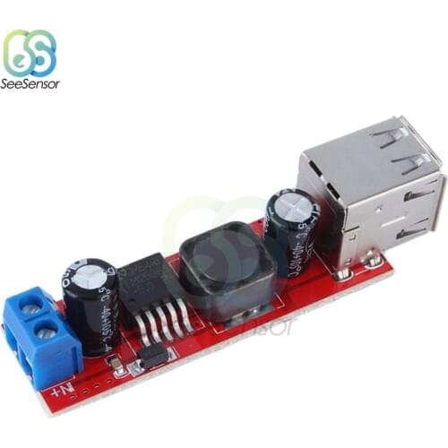 DC 6V-40V to 5V 3A LM2596 Dual USB Charge DC-DC Step Down Converter Module For Vehicle Charger