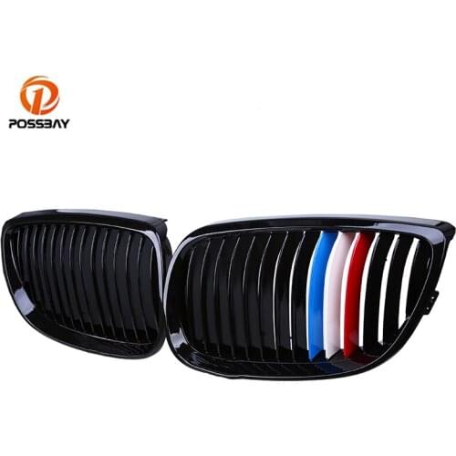 POSSBAY 2Pcs Car Grilles Front Bumper Wide Kidney Hood Grills Vent Racing Grille 51137157278 for BMW 3-Series E92 Coupe M3 07-13