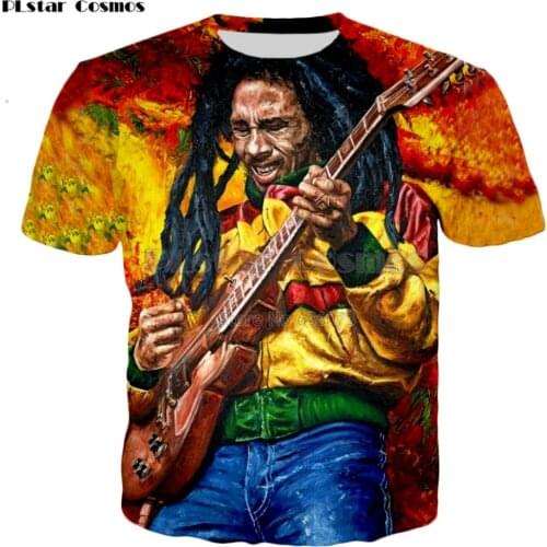 PLstar Cosmos Drop shipping Reggae Hip hop t shirt Bob Marley characters Print 3d Men/Women tshirt summer style Casual T-shirt