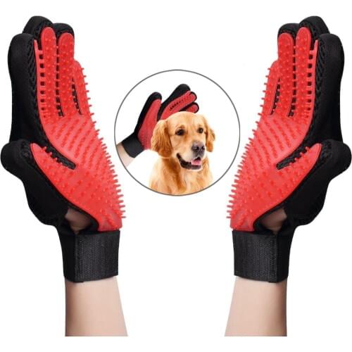 Dropshippng Cat Grooming Gloves Dog Hair Remover Gentle Deshedding Brush Comb Tool Pet Massage Mitt with Enhanced Long/Short Fur
