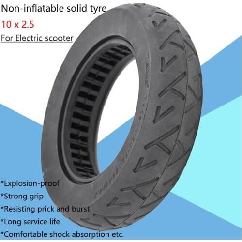 Ridefixing 10*2.5 Solid Tire 10 Inch Anti-slip Rubber Non-Pneumatic wholesale tires tyre wheel for Electric Scooter