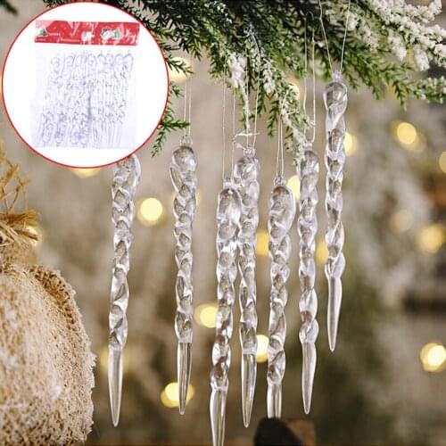Christmas Home Decoration Simulation Ice Christmas Tree Hanging Ornament Fake Icicle Snowflake Props For X-mas New Year Party