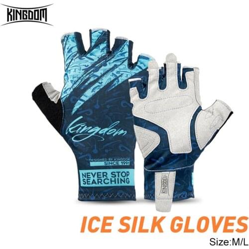 Kingdom Fishing Gloves For Sun Protection Ice Silk Fabric Half Finger Anti-Slip Breathable Riding Fishing Gloves Outdoor Sports