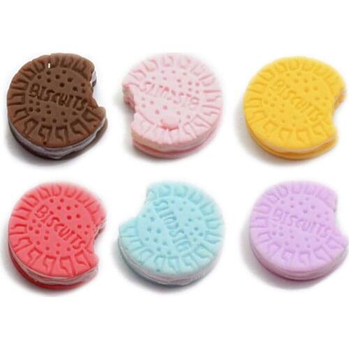 DIY Resin Cookies Sandwich Biscuits Cabochon Charms Ornament Food Craft Pendants Decoration Jewelry Making Play Dolls