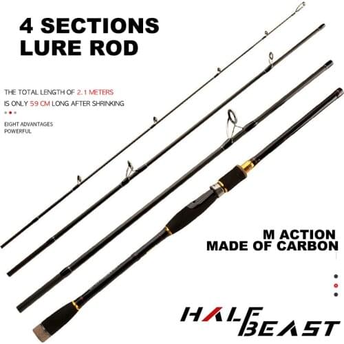 Four-section Lure portable Rod 2.1/2.4/2.7/3.0 meters Carbon Spinning Rod M action Long-throwing Rod Perch Rod