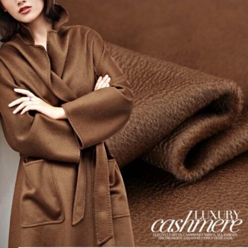Two - sided water ripple cashmere fabric luxury soft double - sided high - grade caramel brown high - end cashmere wool fabric
