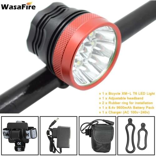 WasaFire 18000 Lumen Bike Front Light 9* XM-L T6 LED Bicycle Headlight Cycling Head lamp Torch wiht 6* 18650 Battery Pack