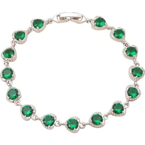 Beautiful accessories for women heart design Gold tone green Crystal charm bracelets Health Fashion jewelry TB464A