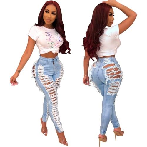 Adogirl Hollow Out Women Jeans Pencil Pants