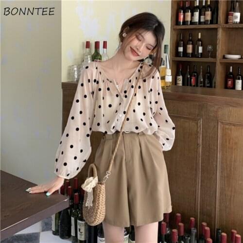 Sets Women Summer Polka Dot Korean Style Fashion Ladies Leisure New All-match Streetwear Party Elegant Student Casual Tops Sweet
