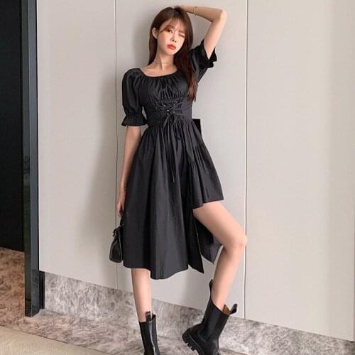 2021 New Summer Elegant Ladies Dress Loose Solid Color Women Dresses Irregular Fashion Casual High Quality Female Dress T298