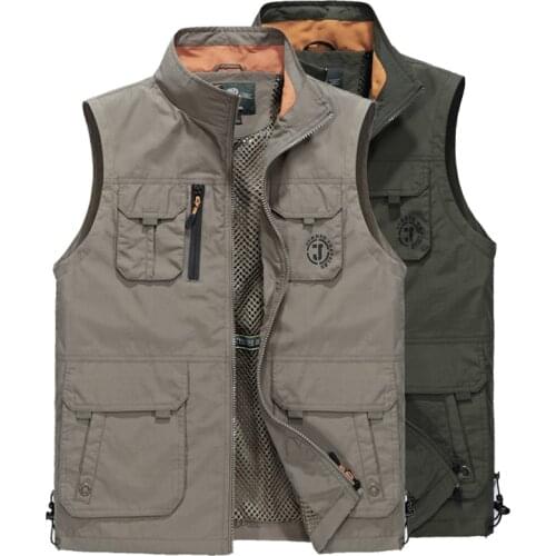Men Multi-pocket Vest Men 5XL 6XL Waistcoat Jackets Fashion Multipockets Men Vest Vintage Waterproof Vest