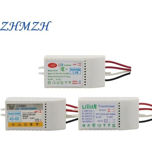 ZHMZH 1-36pcs 40-60pcs 50-80pcs Leds Electronic Transformer LED Controller Power Supply LED Driver 220V To DC3V