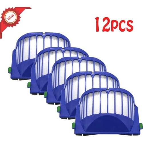 12pcs HEPA filter for IROBOT ROOMBA 500 600 SERIES AEROVAC FILTER 528 536 551 552 564 580 595 620 630 650 cleaner parts