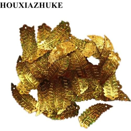 18*48 mm leaf shaped laser gold or cream white sequins 400 pcs per lot for handmade dancing garment decoration