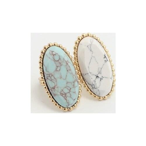 2016 new white stone ring vintage oval Plane of the rings for women