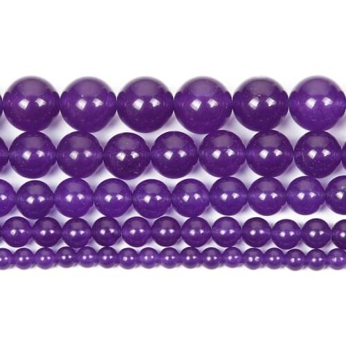 4-12mm Natural Stone Beads Round Smooth Purple Jades Stone Loose Beads For Jewelry Making DIY Charm Bracelet Necklace Handmade