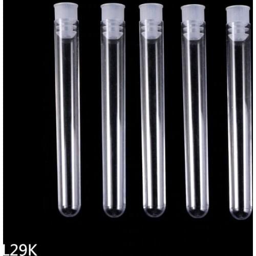 50Pcs/Pack 12x100mm Transparent Laboratory Clear Plastic Test Tubes Vials With Push Caps School Lab Supplies