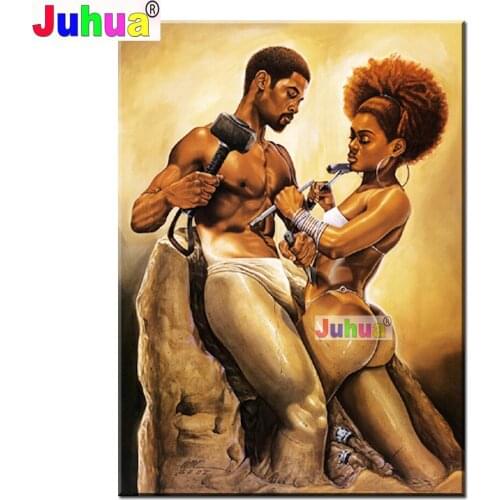 5D Mosaic Diamond Painting Full Square/Round "African American Man And Woman"Picture DIY Diamond Embroidery Love Top Gift