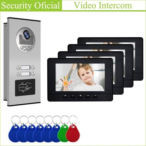 7 Inch Monitor Multi Apartments Building Video Doorbell ID Card Unlocking Cat6 Rj45 Network Cable Connect Video Intercom System