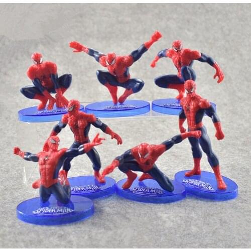 7pcs/set Marvel Avengers Spider Man Action Figures Model Doll Diy Cake Desktop Decoration Toys For Kids Boy Girl Birthday Gifts
