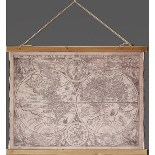 American rustic retro Linen murals Offbeat Nostalgic painting vintage chic world map Frameless canvas and decorative painting