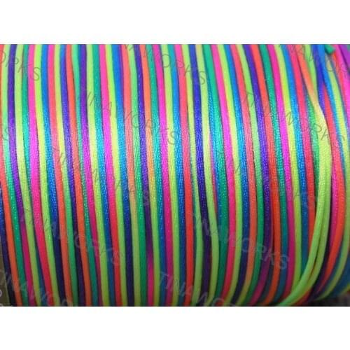 FREE SHIPPING 300meter/327Yard Neon/Rainbow Satin Rattail Cord/Thread for Jewelry Macrame