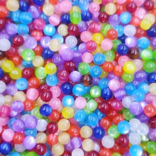 20/40/50Pcs 6/8/10mm Cat Eye Gemstone Loose Beads Jewelry Making Pendant Necklace Bracelet DIY Candy Color