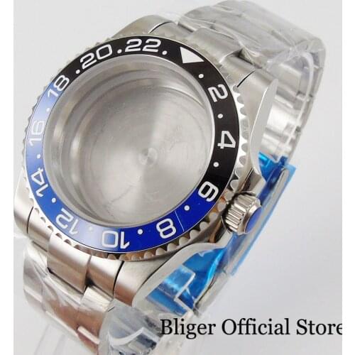 Fashional 40mm Watch Case Fit NH35 NH36 Movement Watch Bracelet Sapphire Crystal Solid Backcover