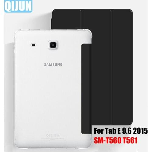 Tablet case for Samsung Galaxy Tab E 9.6 PU Leather Smart Sleep wake funda Trifold Stand Solid cover capa card for SM-T560/T561