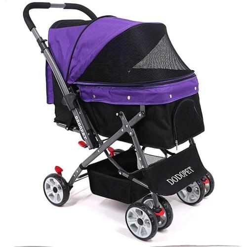 Four-wheeled Portable Folding Pet Cat Dog Cart Small and Medium-sized Cats Carrying Box