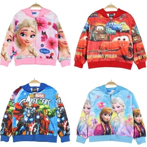 Kids Jacket Cartoon Marvel Pixar Boys Coat Sweater Cardigan Princess Elsa Fall Clothes for Girls Coats Toddler Boy Fall Clothes